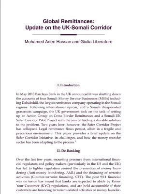 Global Remittances- Update on the UK-Somali Corridor